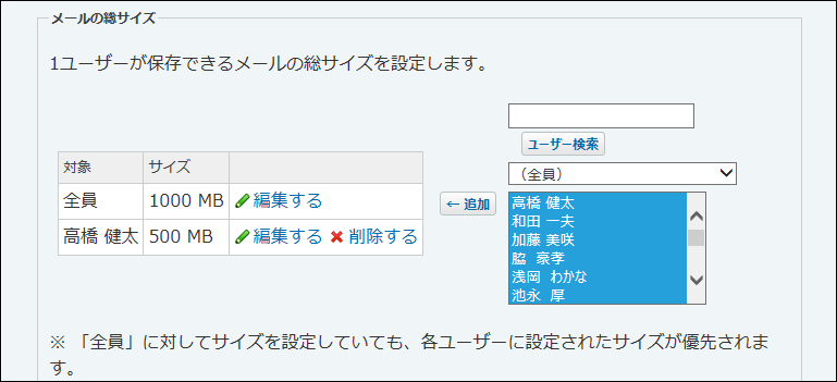 スクリーンショット：制限値設定のイメージ
