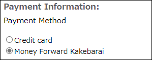 Screenshot: Fields that are related to the payment-method are displayed