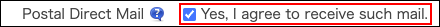 Screenshot: The "Yes, I agree to receive such mail" checkbox is highlighted