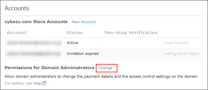 Screenshot: "Change" is highlighted